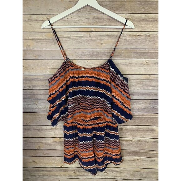 Parker Pants - Parker Medium 100% Silk Romper Chevron Print